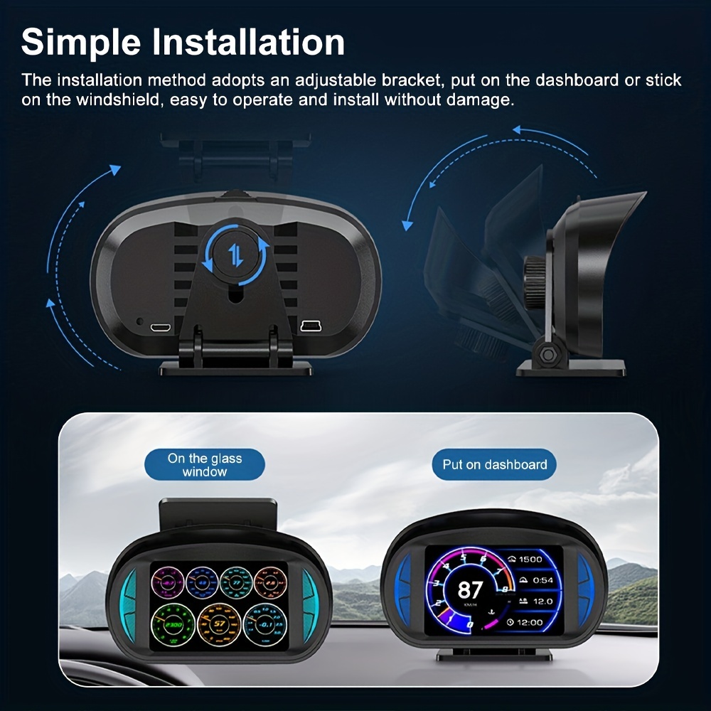 Smart Car HUD Head Up Display: Accurate & Fast Response, GPS+OBD Gauge  Display, Plug & Play!