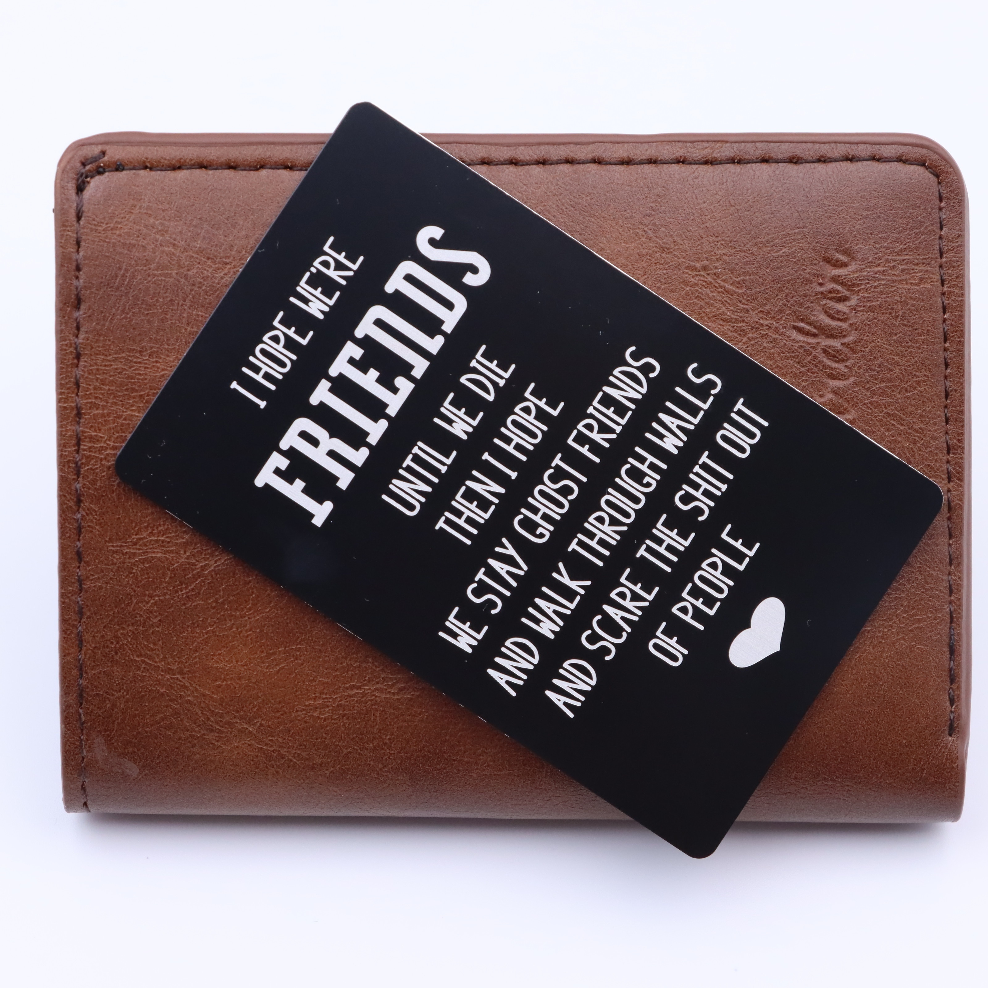 1pc Men's Aluminum Alloy Small Card For Good Friends, Capable For Wallet  Collection, Party Holiday Gift, Friendship Long Live!