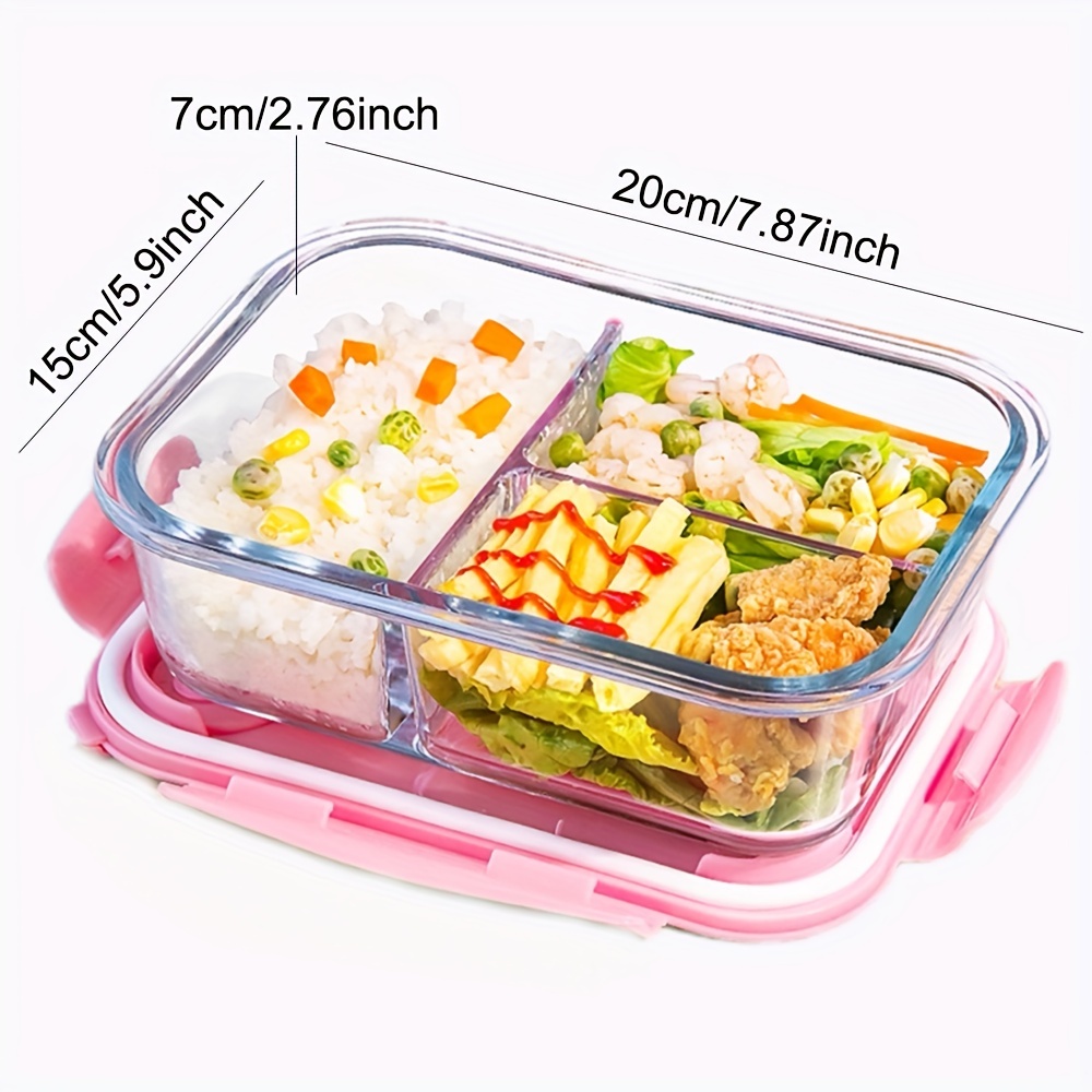 Glass Lunch Box with Wood Cover Household Transparent Fruit Bowl Portable  Microwave Bento Box Students Picnic