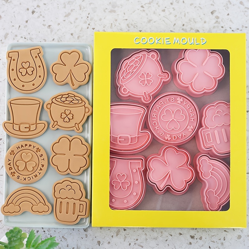 8Pcs Cookie Making Molds DIY Biscuit Molds St. Patrick's Day Biscuit  Supplies 