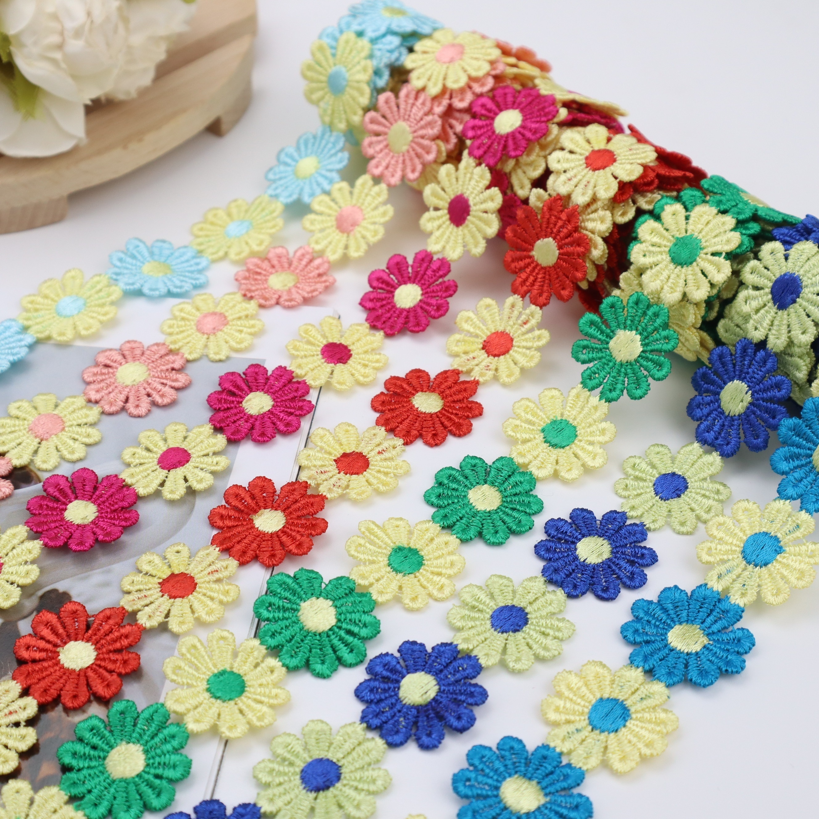 1 Yard Flower Embroidered Lace Ribbon Diy Sewing Crafts Bags - Temu