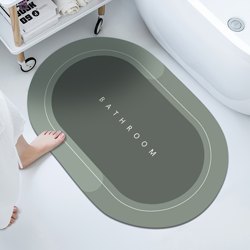 Microfiber Bathroom Mat Oval Shape Bathtub Floor Side Non-slip