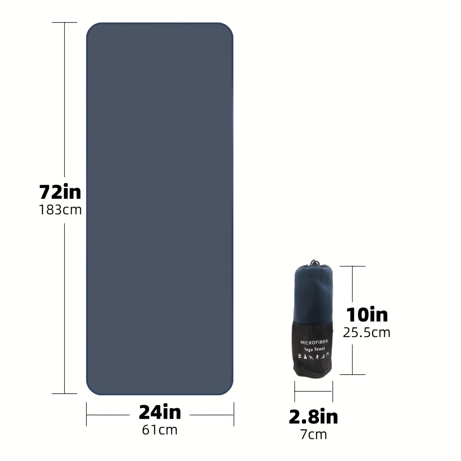 Non Slip Yoga Towel with Storage Bag Portable 60x182cm