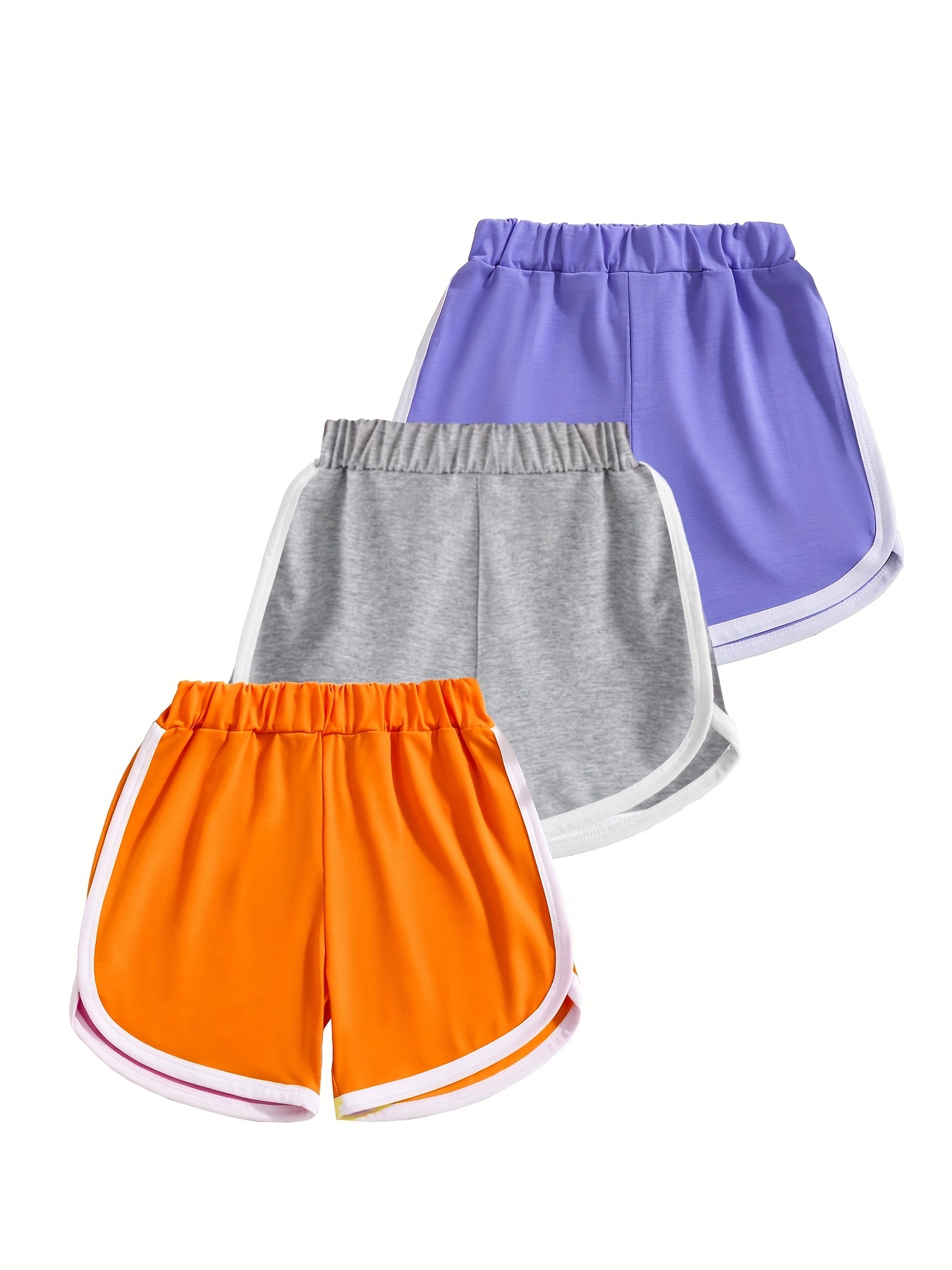 Girls Casual Athletic Elastic Waist Contrast Binding Track Shorts Kids  Summer Clothes