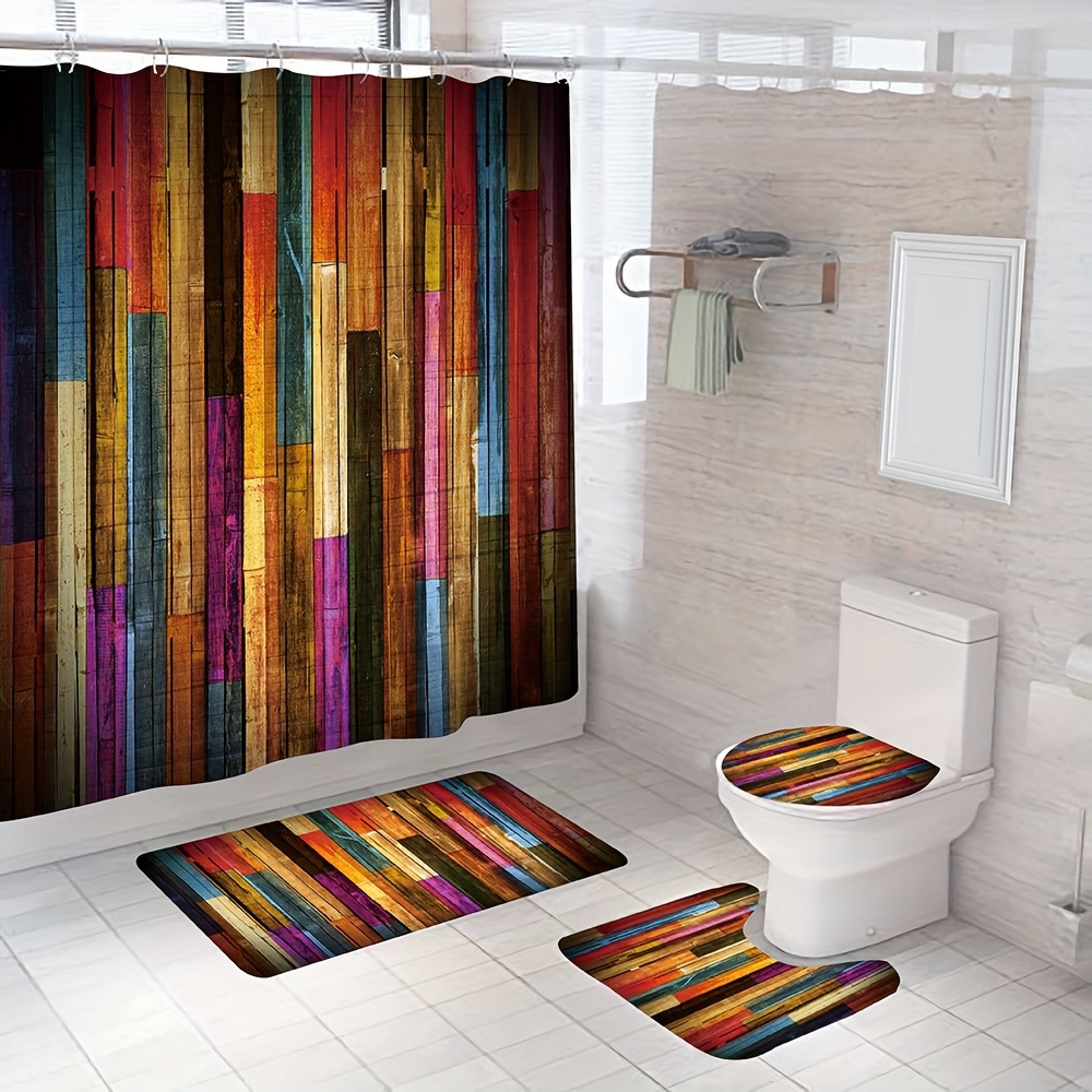 Wood Grain Rainbow Pride Love Art Shower Curtain Decoration - Temu