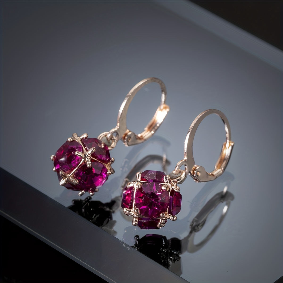 Rainbow Rose Red Zircon Personality Earrings for Men