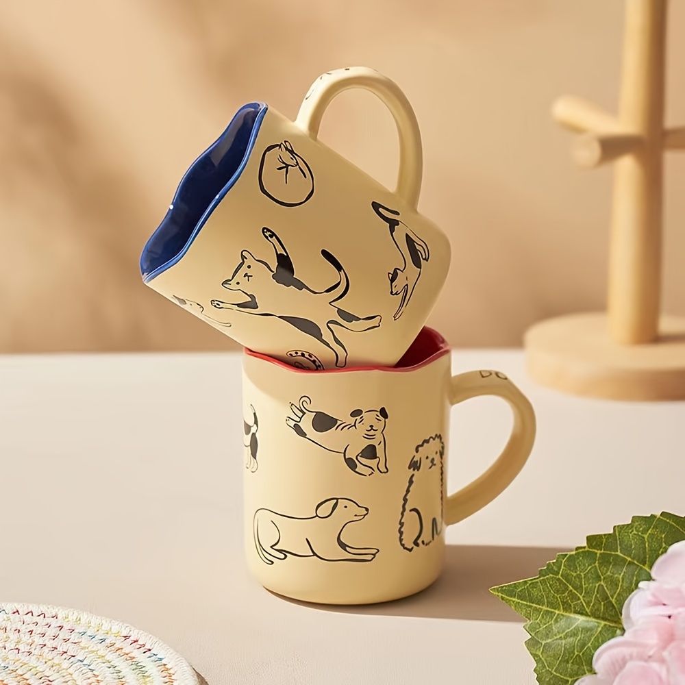Ceramic Cat And Dog Couple Coffee Cup Novelty Mug - Temu