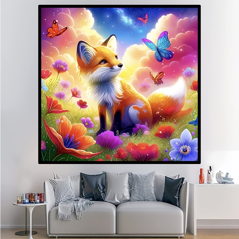 Diymood DIY 5D Diamond Painting Fox Kit for Adults - Diamond Art Colorful | Full Drill Round Crafts | Crystal Embroidery Mosaic Picture | Beginner 