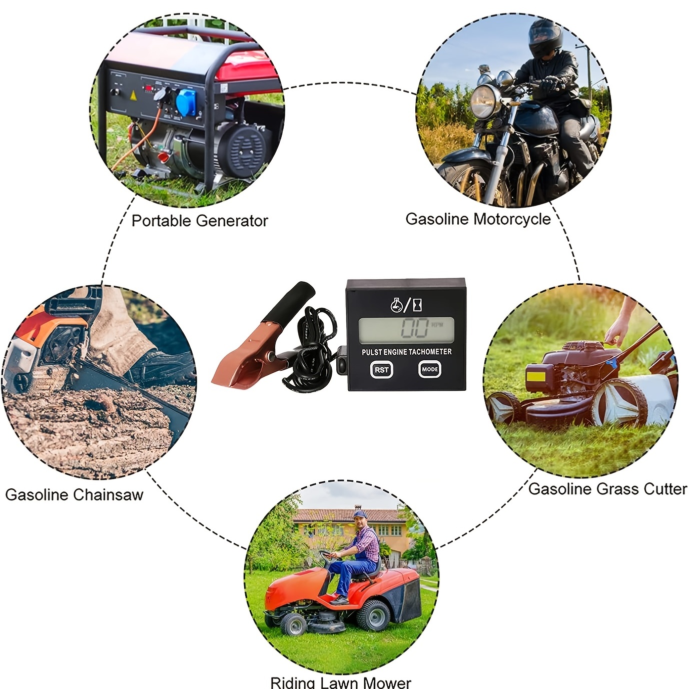 Dogggy Digitaler Drehzahlmesser Induktiver Drehzahlmesser für Kettensägen  Rasenmäher Motorräder mit Stundenzähler Batterie Austauschbar : :  Auto & Motorrad