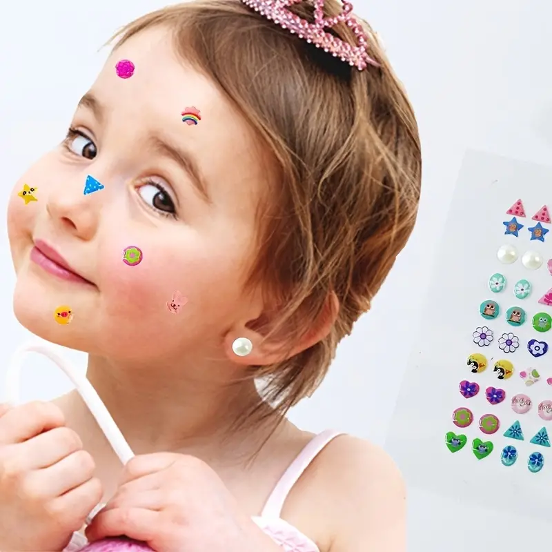 Sticker Earrings Little Girls - 3d Gems Girls Sticker Earrings Self  Adhesive Glitter Craft Crystal Sticker, Stick On Earrings - Temu Mexico