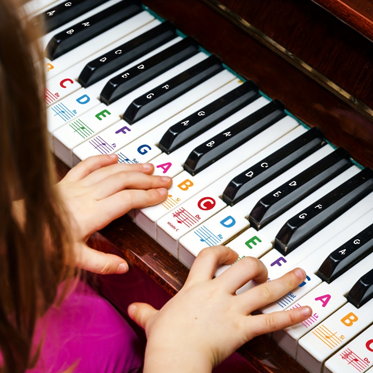 Piano Stickers Keyboard Music Note Chart Removable Decal 49, 54 ,61 88 Keys  UK