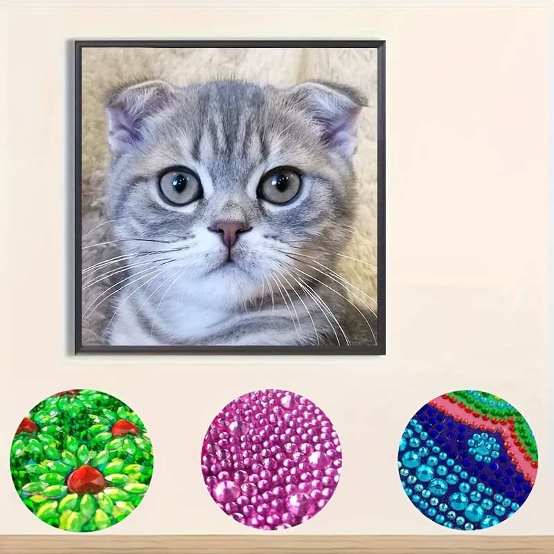 Diy Diamond Painting Cute Cat Rhinestones Sticker Painting - Temu
