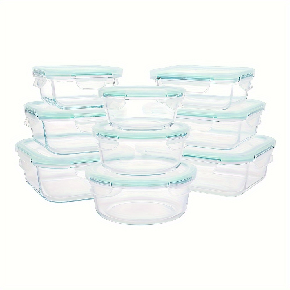  Bayco Glass Storage Containers with Lids, 9 Sets Glass