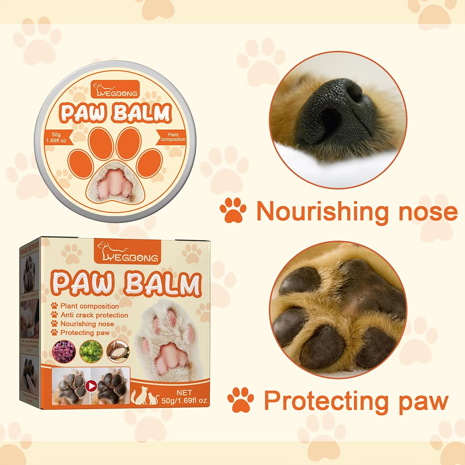 Pet Paw Balm Moisturizer for Dry Noses & Paws
