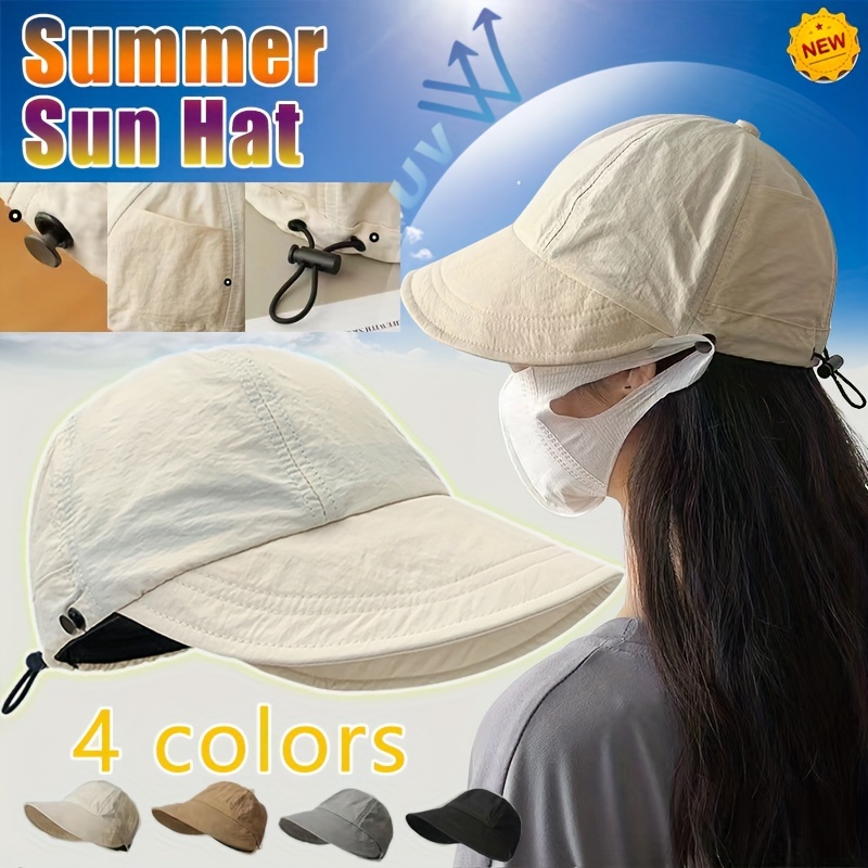 Solid Color Adjustable Sun Hats Wide Brim Drawstring - Temu