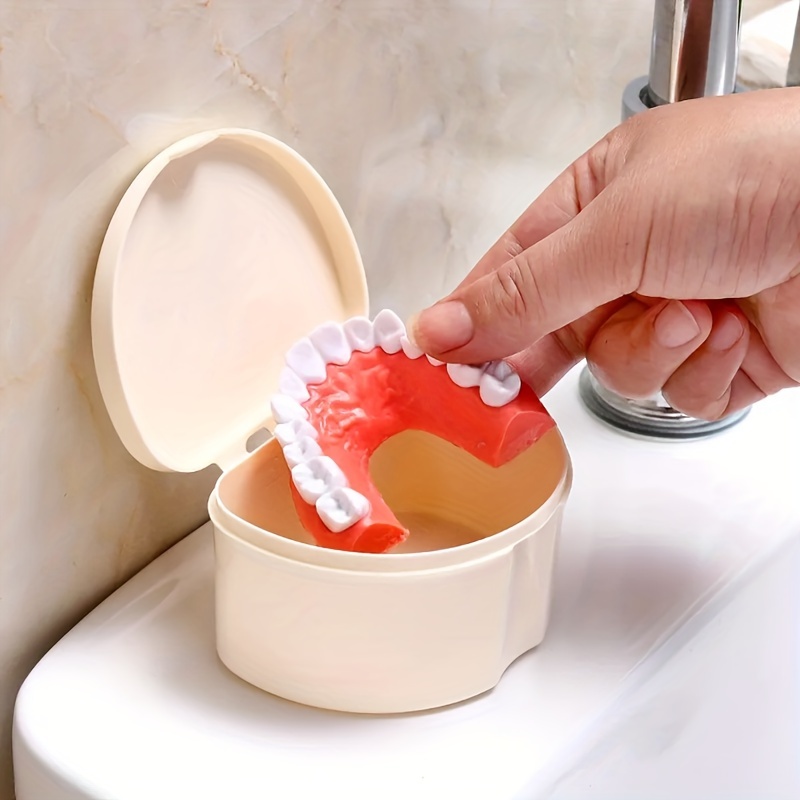 Caja Dental de plástico portátil, contenedor de caja para vasos,  almacenamiento de dientes postizos, caja de retención de ortodoncia para  baño, limpiador de dentaduras postizas Sincero Hogar