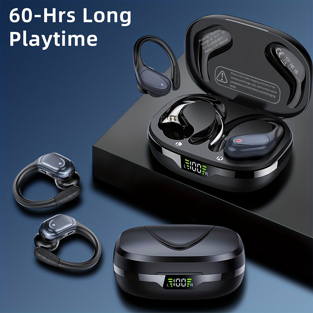 60Hrs Playtime Wireless Earbuds Sprots BT Earphones - HD Stereo Audio, TWS Digital LED Display