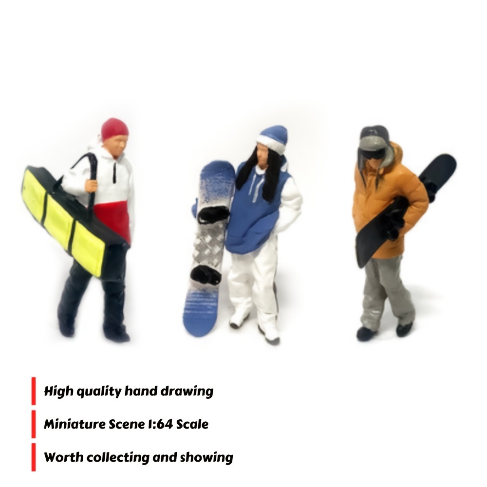 1:64 Mini Female Ski Sports Scene Detail Hand Painting Figurine