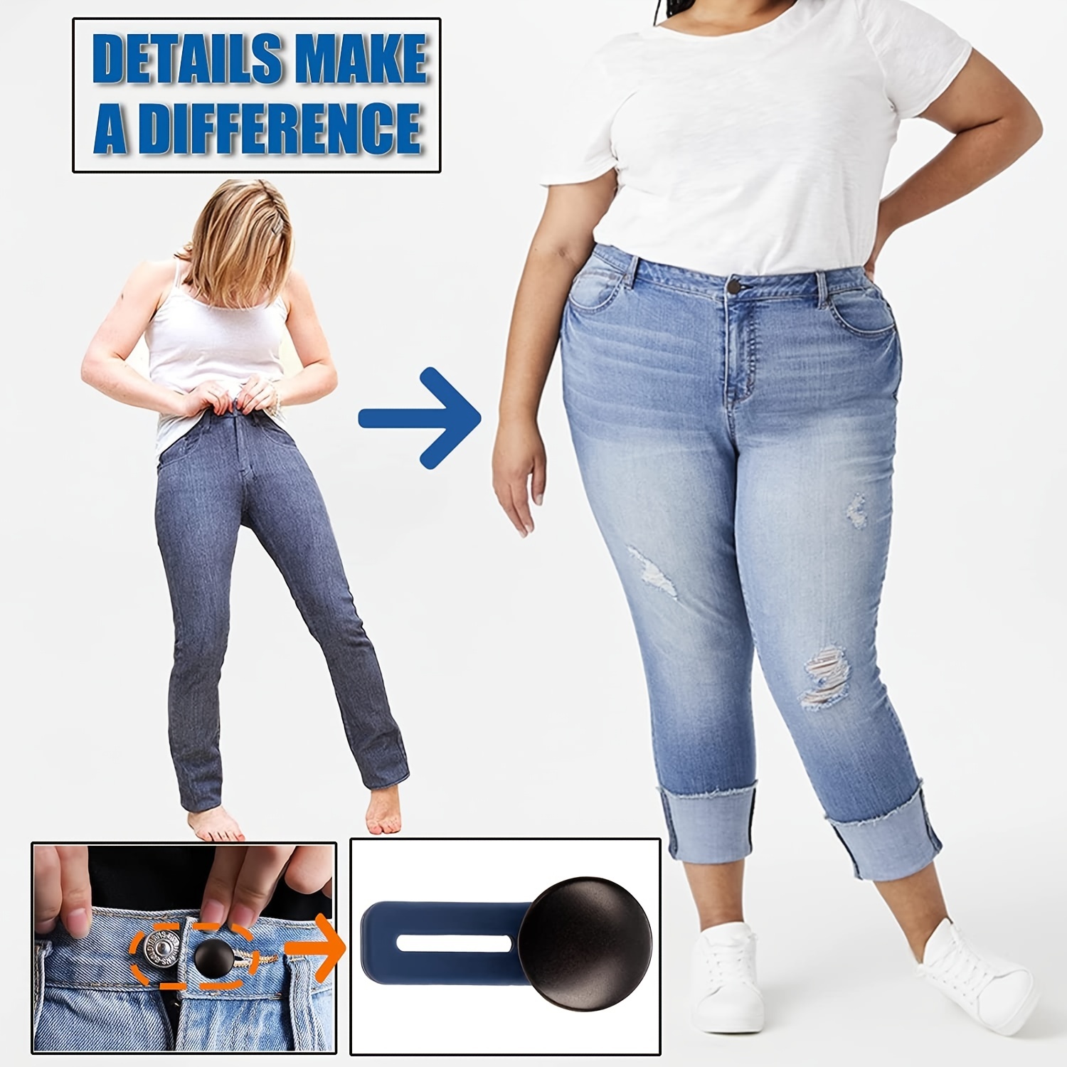 Adjustable Metal Stud Button Extender For Pants And Jeans Free Sewing,  Retractable Waistband Expander From Moomoo2016, $0.66