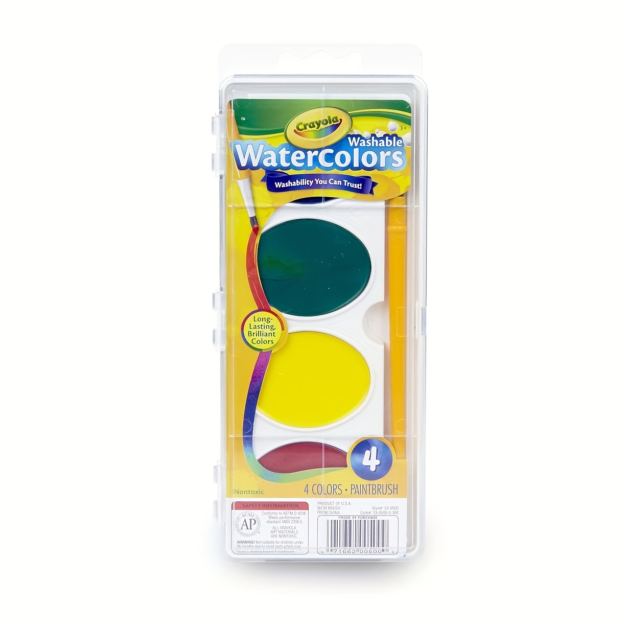 Crayola Washable Watercolors 8 Colors Paint Brush Nontoxic Set of 2
