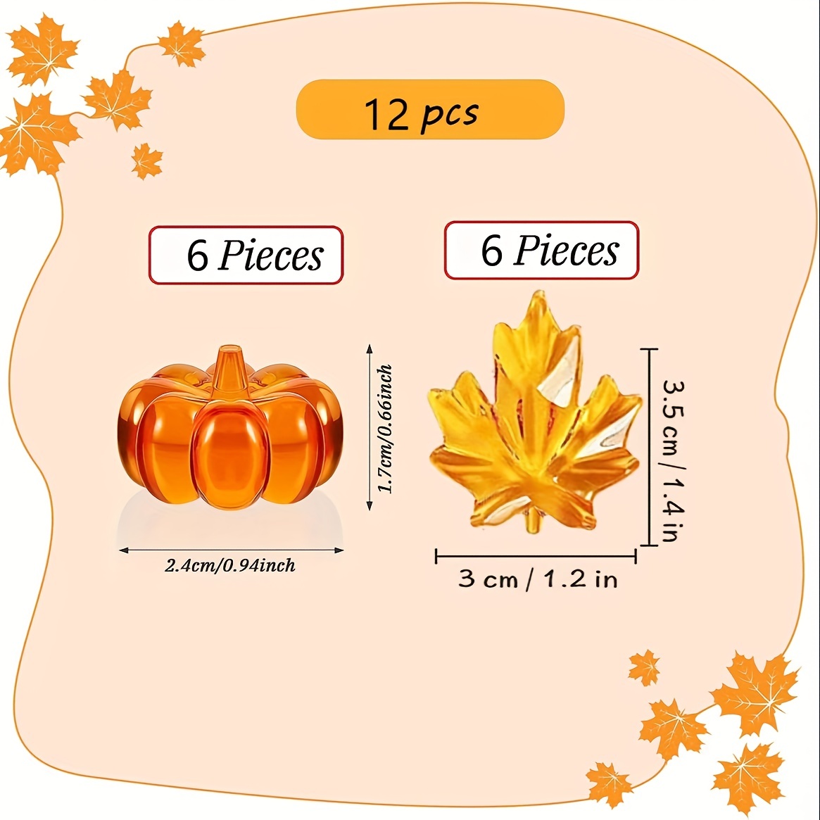 Thanksgiving Vase Filler Floating Beads Halloween Floating Pearls For  Centerpieces Vases 3 Pieces Of Pumpkins 3 Pieces Of Leaves