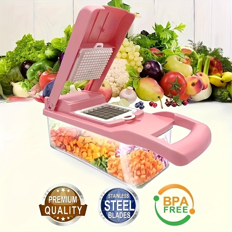 16pcs/Set, Vegetable Chopper, Multifunctional Fruit Slicer, Handle Food  Grater, Vegetable Slicer, Cutter With Container, Onion Mincer Chopper With  Multiple Interchangeable Blades, Household Potato Shredder, Kitchen Stuff,  Kitchen Gadgets