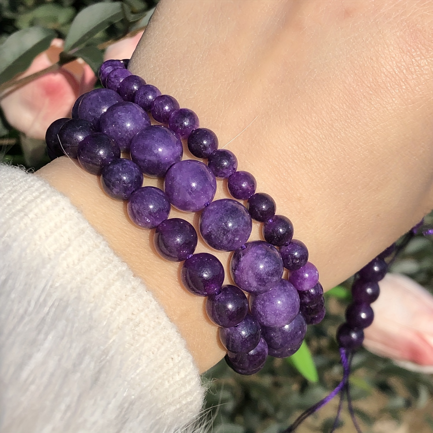 Natural Stone Amethysts Beads Round Loose Spacer Purple Crystal Beads For  Jewelry Making Diy Women Bracelet Accessories 6/8/10MM