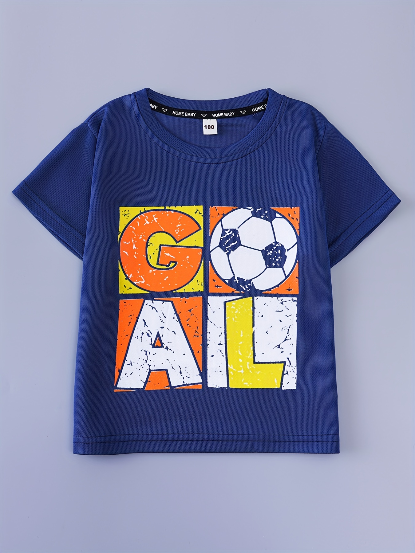 Boys 2023 Summer New Sports Fashion Round Neck Short Sleeve T-shirt With  GOAL Print