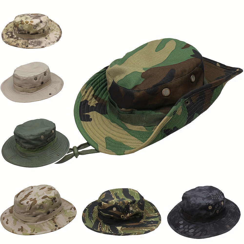 Men's Camouflage Shawl Sun Hat With Face Cover, Breathable And Sun-Proof,  Removable Bucket Hat For Fishing, Hiking, And Travel