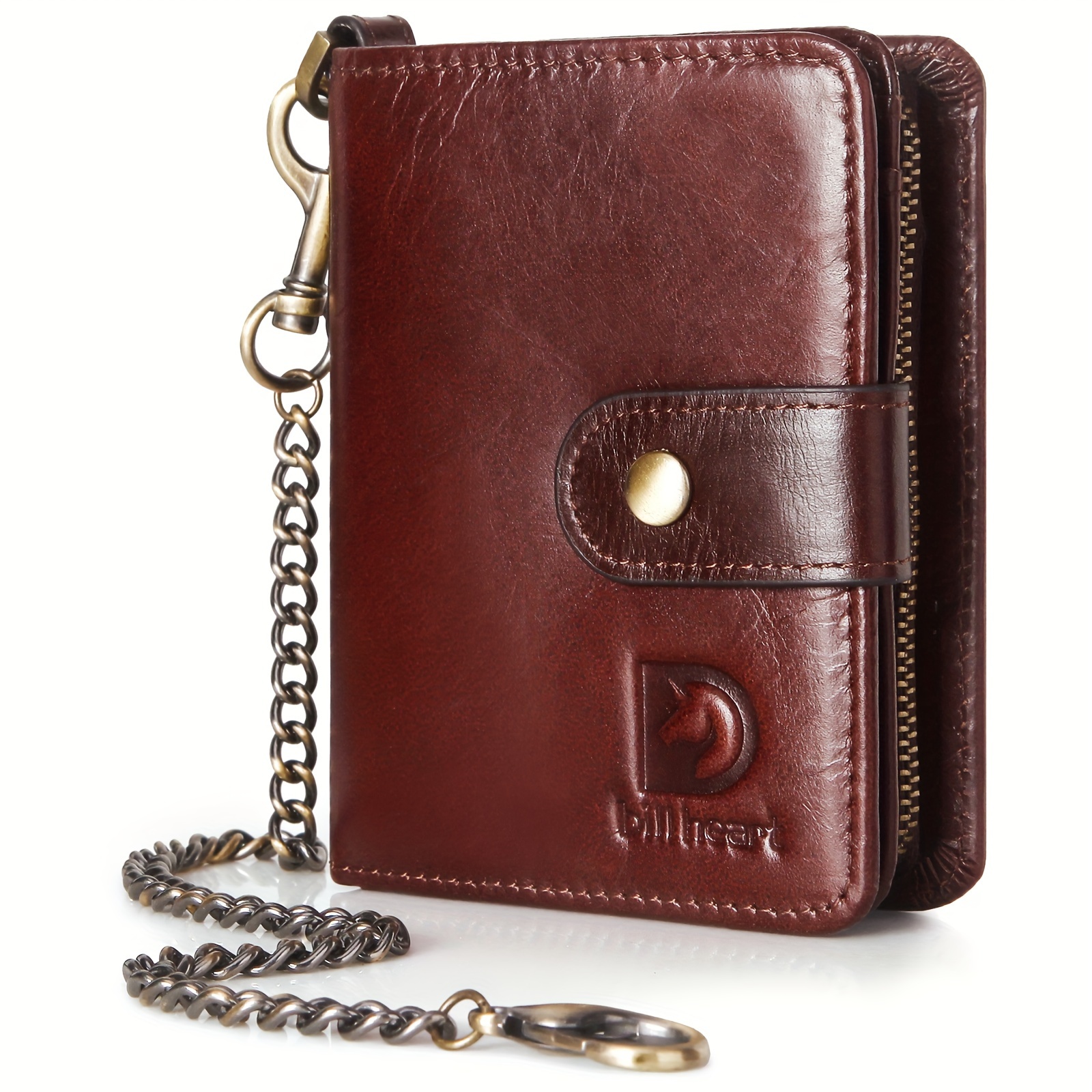Bags  Wallet With Chain Genuine Leather Rfid Blocking Bifold