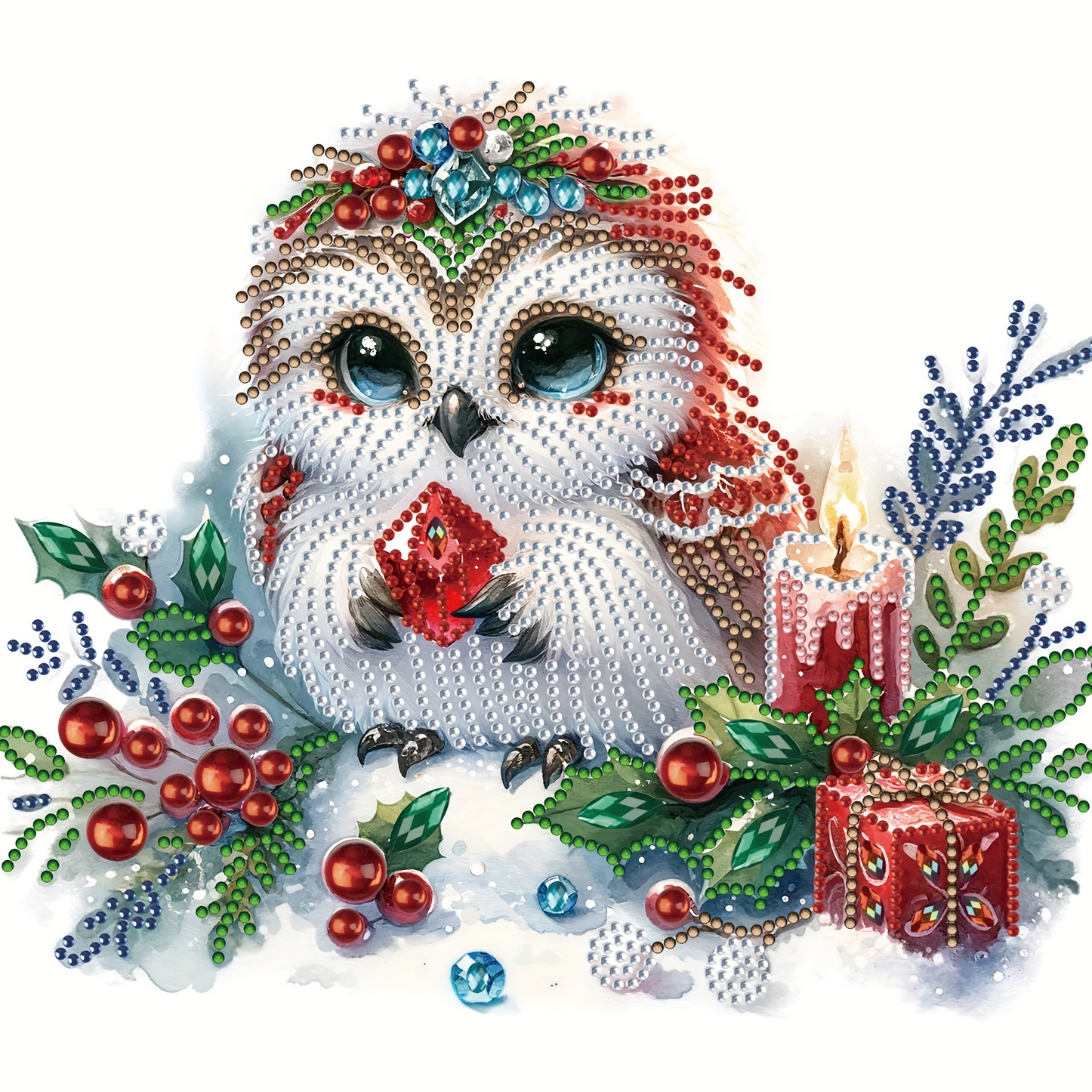 

1pc Christmas Owl Pattern Diamond Painting Kit, 5d Diy Special Shape Crystal Artificial Diamonds Partial Diamond Painting Mosaic Making Craft, Suitable For Home Wall Decor Art, No Frame