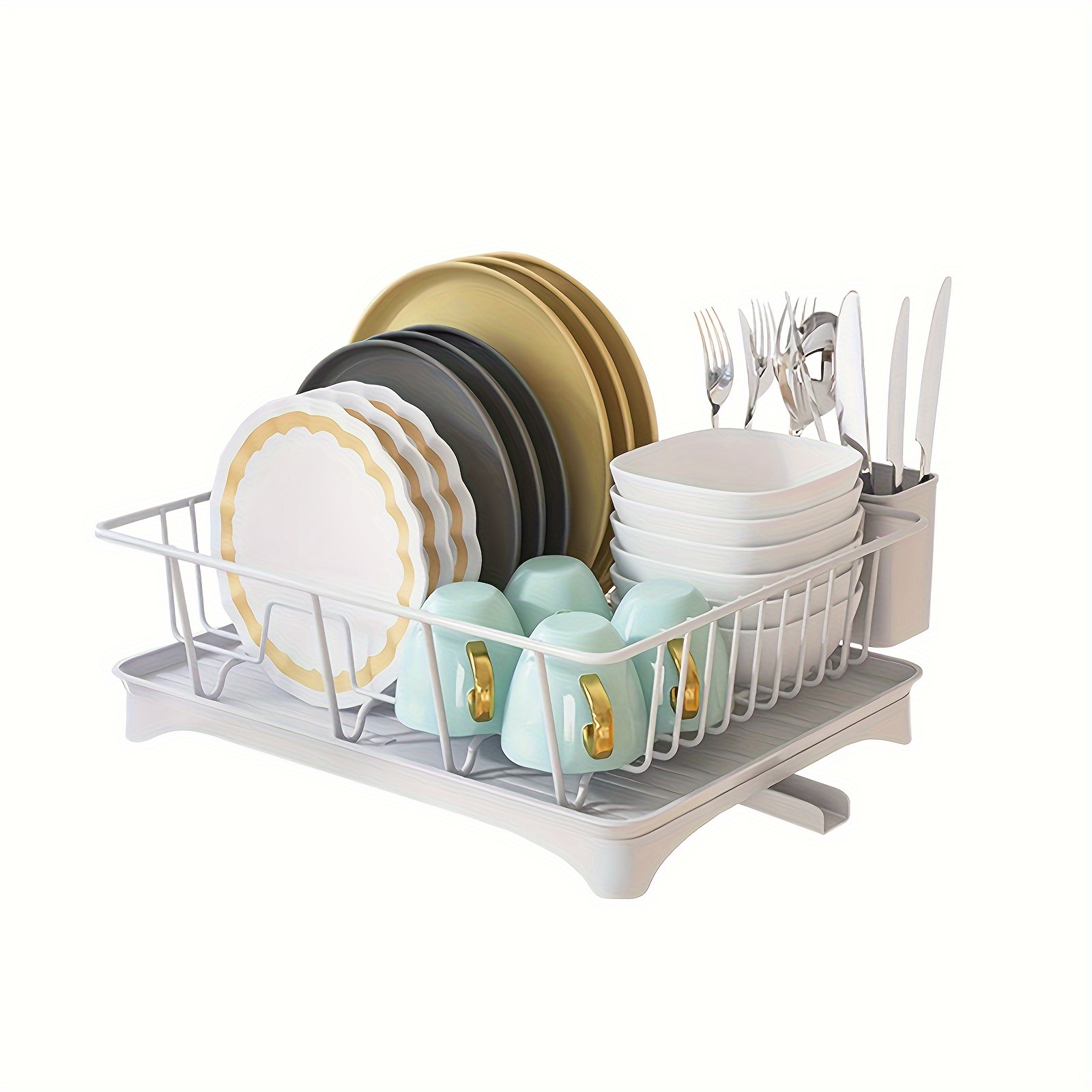 Kitchen Dish Bowl Drying Rack Rust-Proof Metal Drainboard Dish