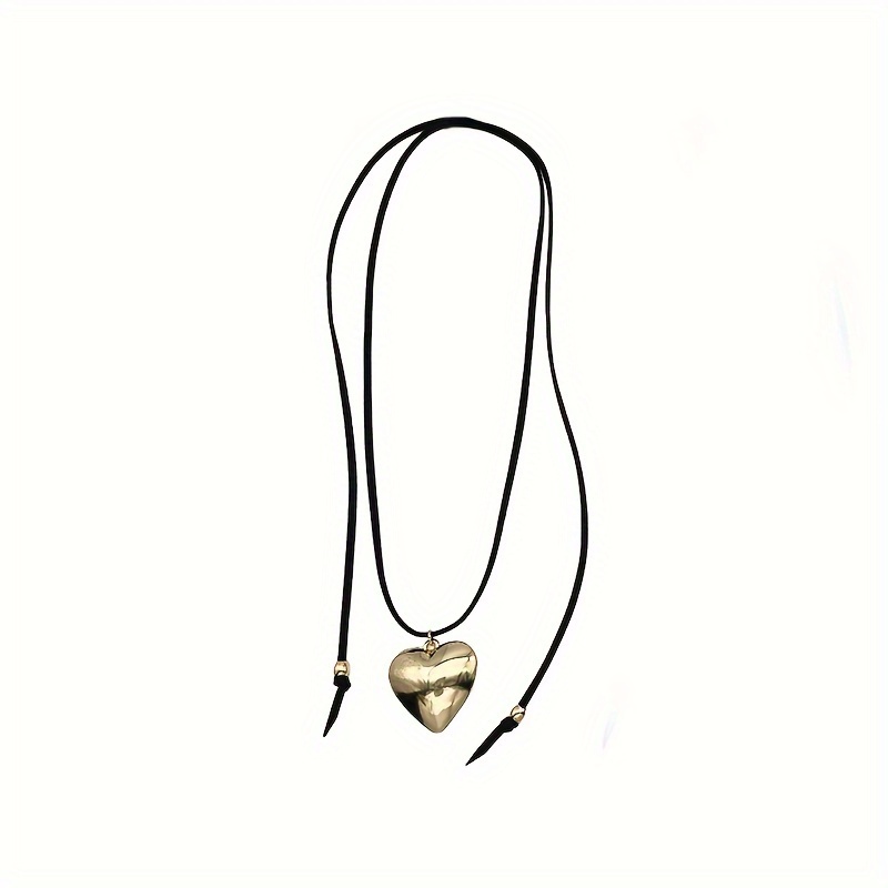 TEMU Collar Con Colgante Con Diseño De Lazo Ajustable, Dorado Brillante, Estilo Elegante Para Fiesta, Regalo Delicado Para De San Valentín