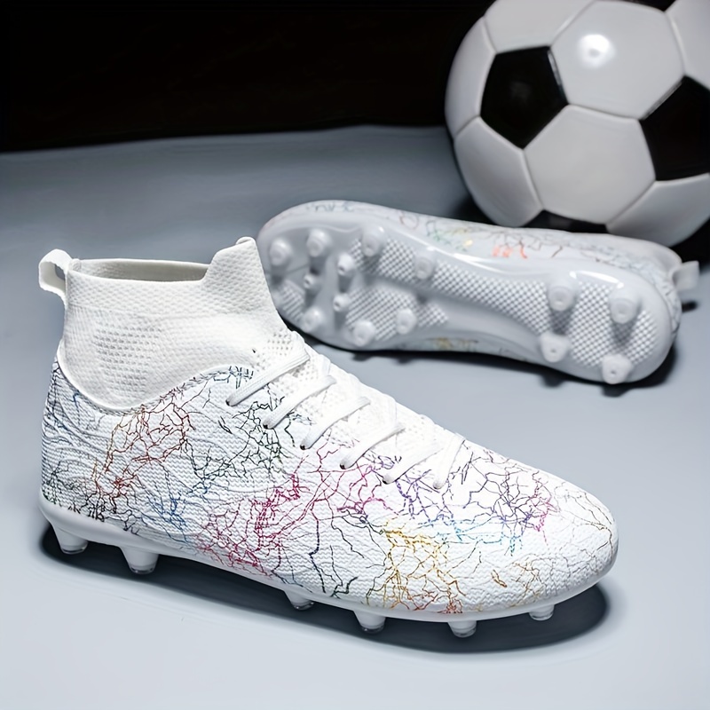 SUNAIS Men's Soccer Cleats High-Tops Lace-Up Non-Slip Football Cleats Outdoor Sports Athletic Soccer Shoes Big Boy HG Turf Boots(SS8003-White-44) : Buy Online At Best Price In KSA - Souq Is Now