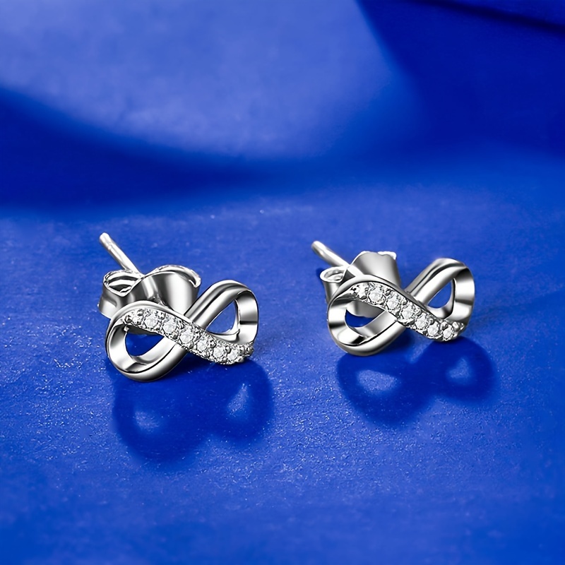 Lucky Cubic Zirconia Infinity Stud Earrings