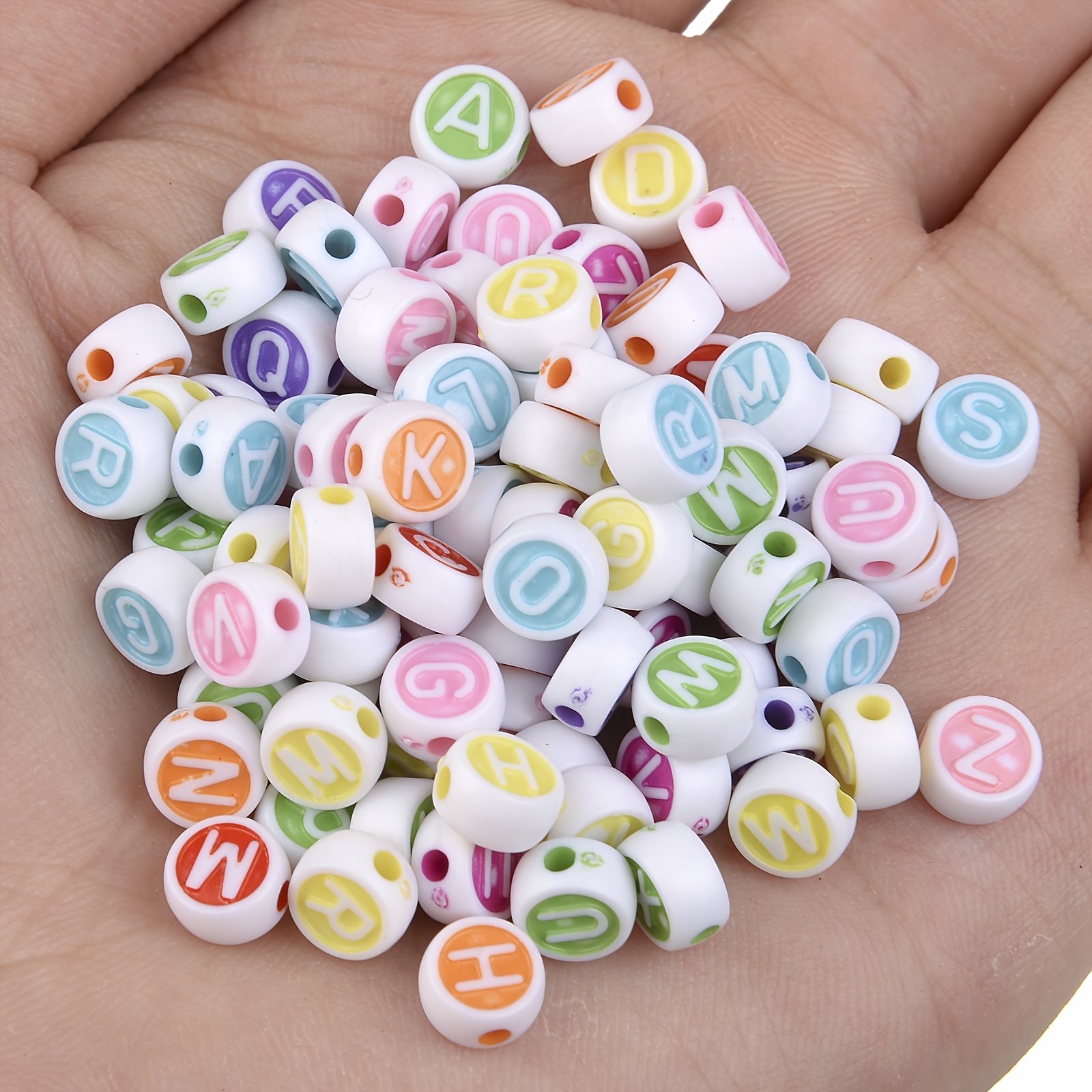 Acrylic Flat Round Beads With English Letters And Numbers - Temu