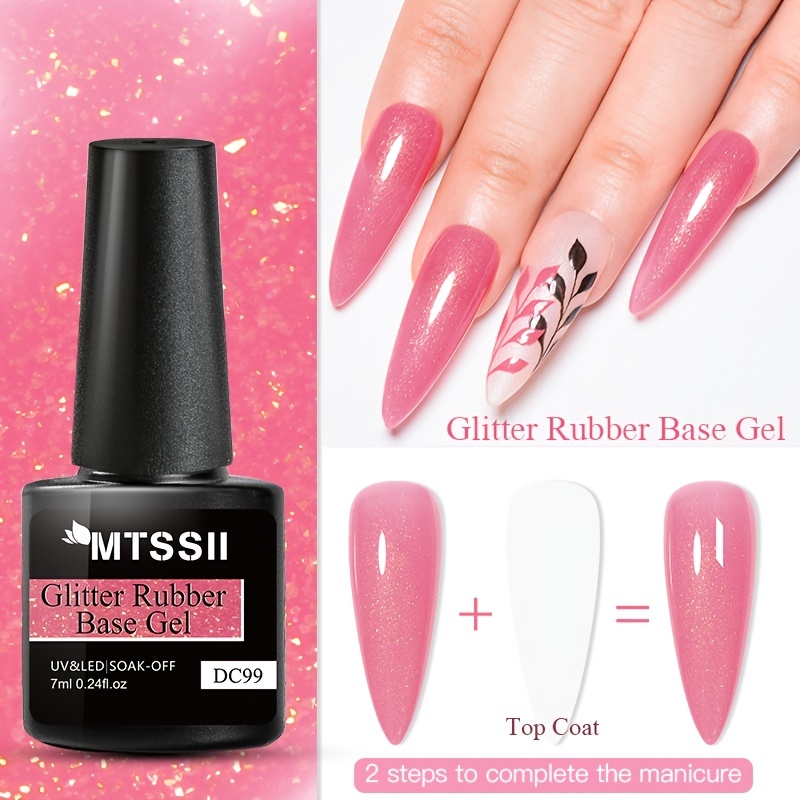 Glitter Rubber Base Gel Glitter Sequins Nail Polish Gel - Temu