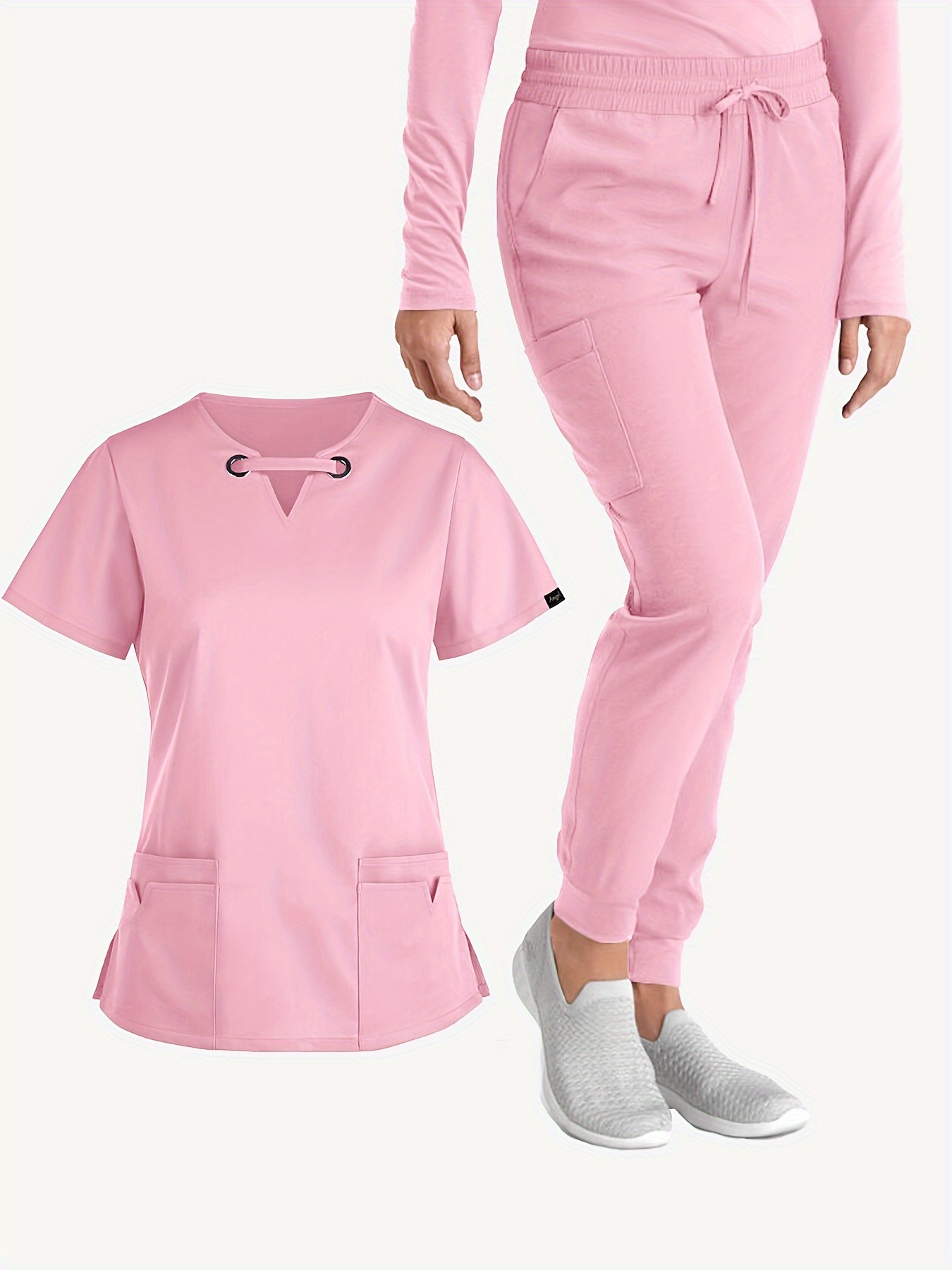 Plus Size Comfy Functional Two piece Set Pocket Short Sleeve - Temu