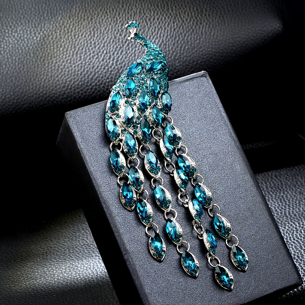 Tassel Peacock Brooch, Elegant Animal Accessory