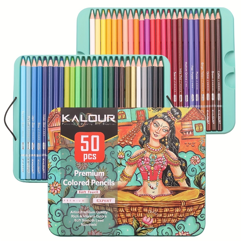 XingFu Tree Colored Pencils Set with Canvas Wrap,Drawing Supplies, Professional  Coloring Pencils,Sketching,Drawing Pencils with Rich Pigments(50 Colored)