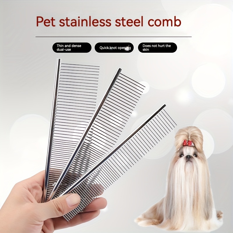 

Dog Hair Removal Comb, Stainless Steel Pet Grooming Combs Gently Removes Loose Knotted Hair Dogs Cats Cleaning Beauty Comb