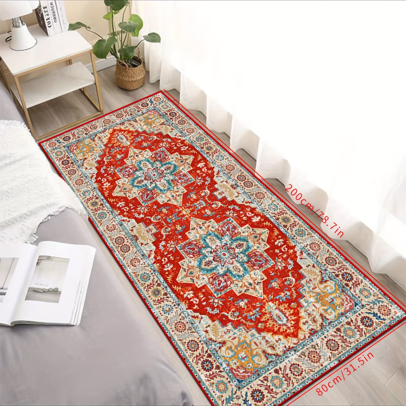 Traditional Runner Rug, Non-slip Non-shedding Hallway Runner Rug