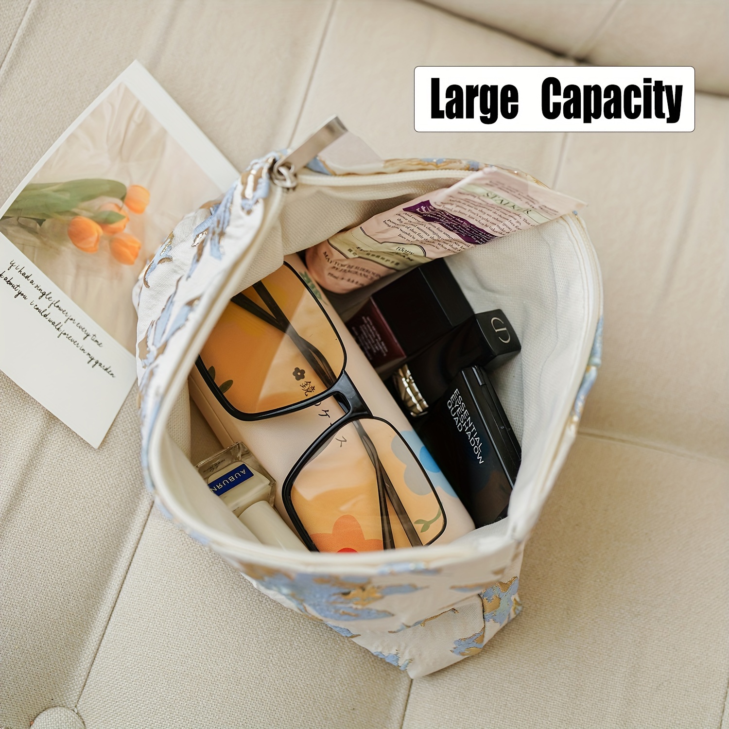 Travel Storage Bag, Portable Cosmetics Bag, 26 Initials Flower Toiletry Bag,  A-z Letter Makeup Bags, Bridesmaid Gift - Temu