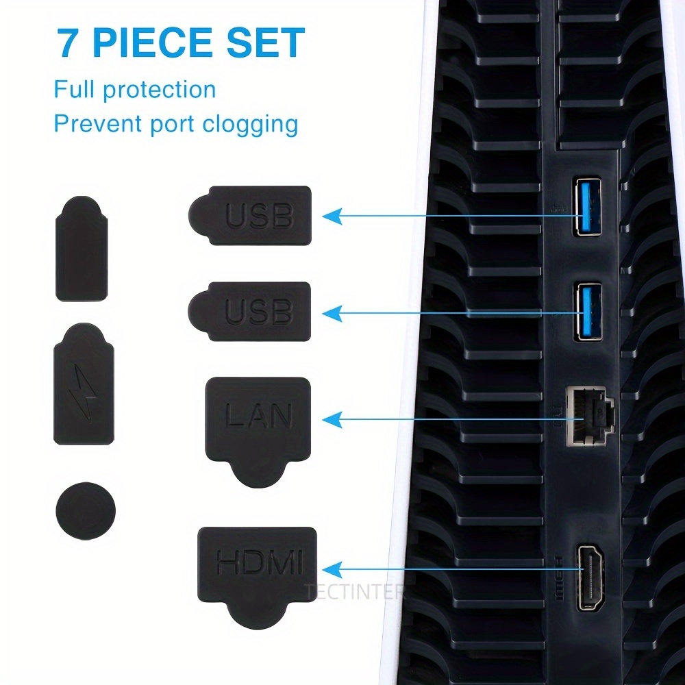 7pcs Silicone Dust Plugs Set for Game Console USB Interface
