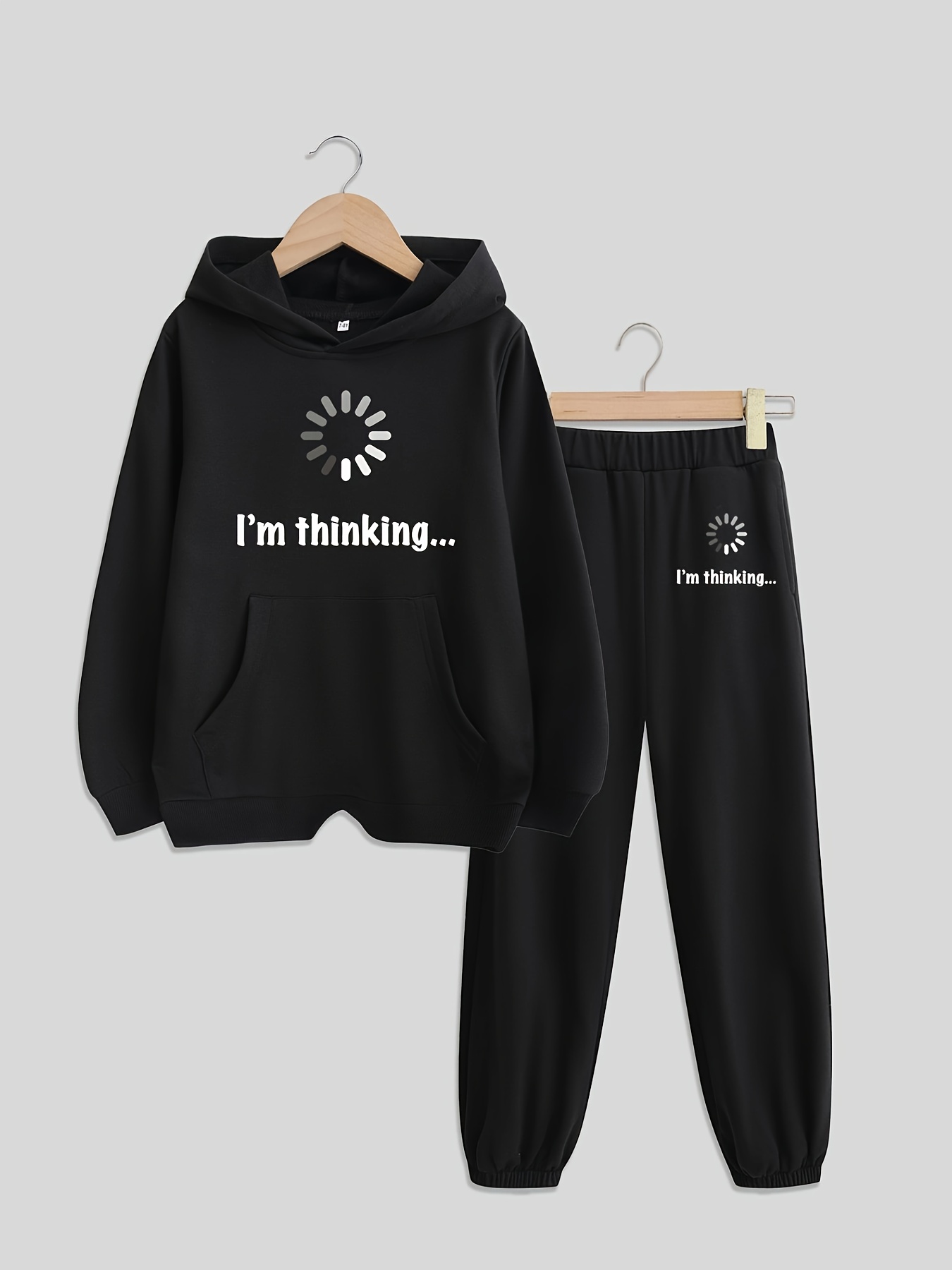 Girl's Slogan Pattern Outfit Sweatshirt Sweatpants Set - Temu