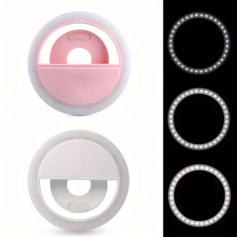 usb rechargeable selfie light ring led circle clip on selfie fill light with 36 led bubbles portable for iphone smart phones pads makeup mirrors details 6