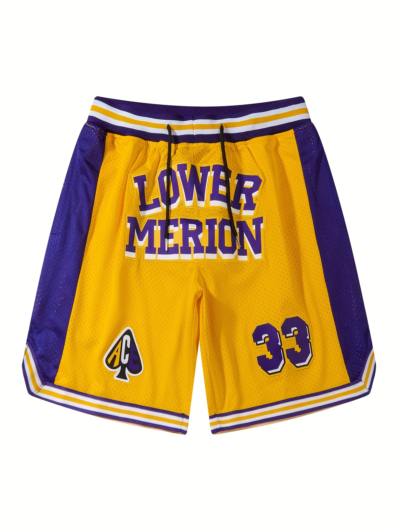 Men's Letter Basketball Shorts Retro Mesh Embroidered Stitched Quick Dry Breathable Sport Shorts for Men,Temu
