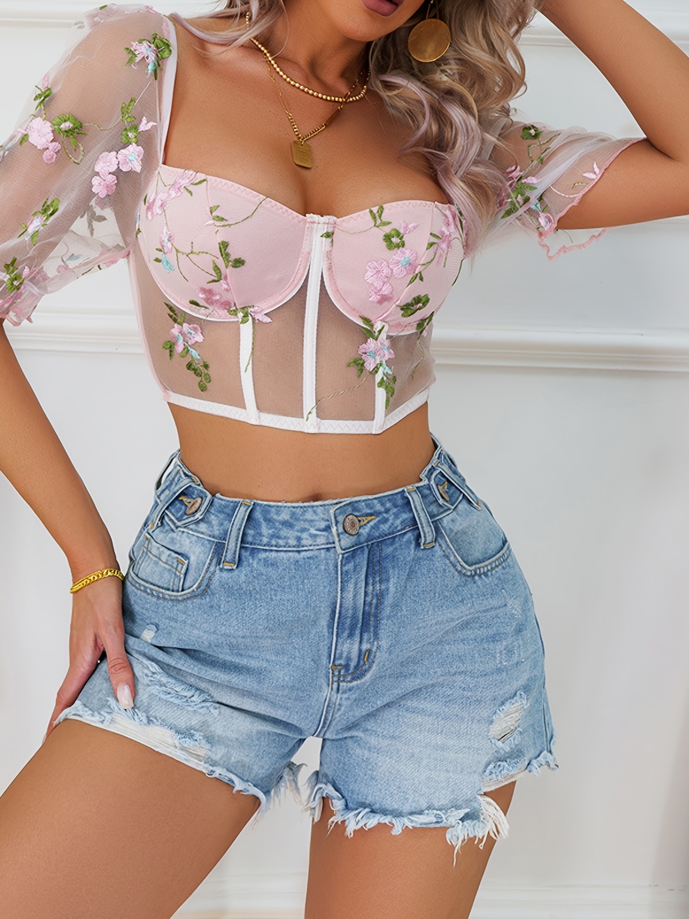 Floral Pattern Sequin Bustier Cami Top Stylish Sweetheart - Temu