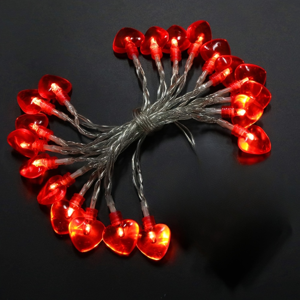 New 20 Red Heart Led String Lights Christmas Tree Decorative - Temu