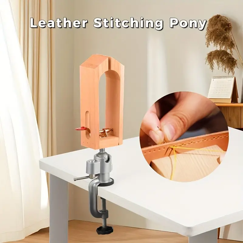 Diy Leather Stitching Clamp With Pu Leather Wood For - Temu